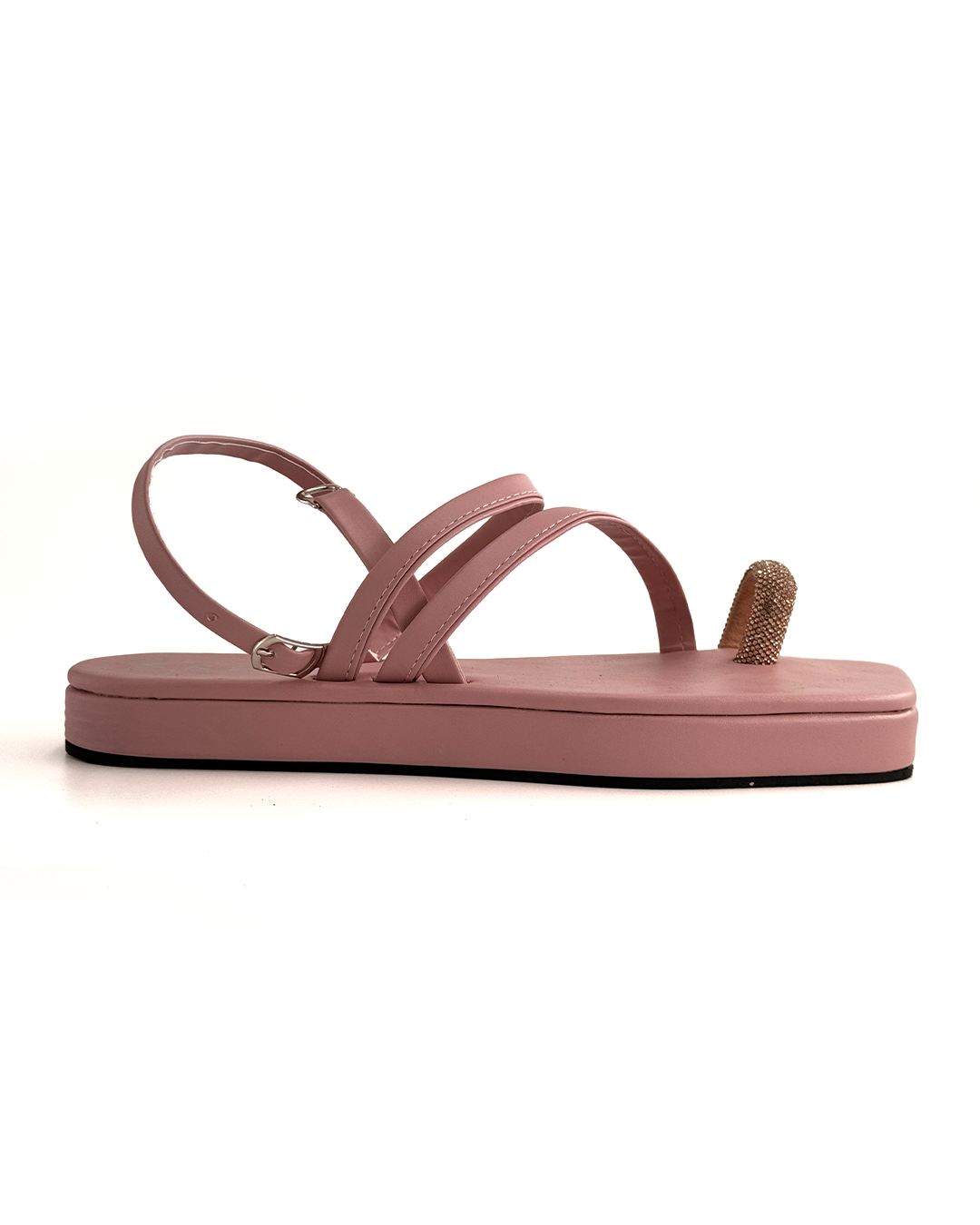 Strappy Flat Sandals with Metallic Detail - S&R 044