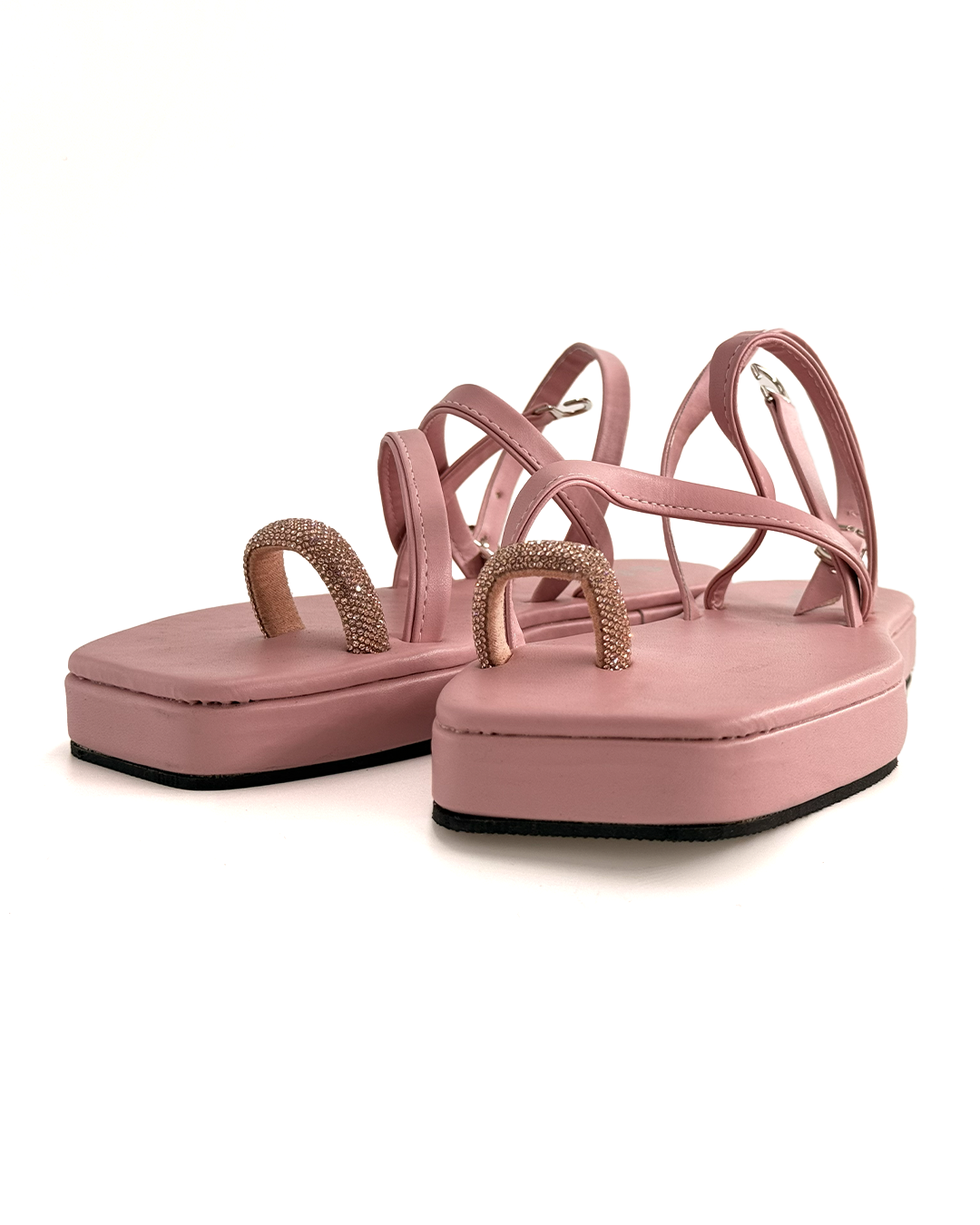 Strappy Flat Sandals with Metallic Detail - S&R 044