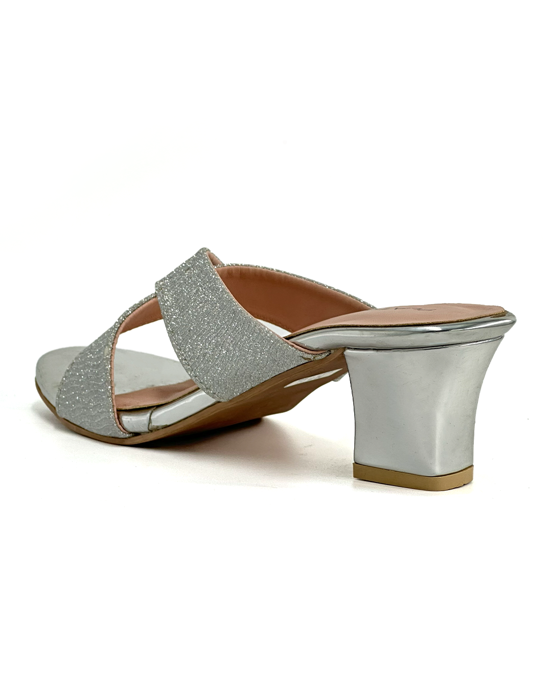 Cross-Strap Heeled Sandals - Platinum 103