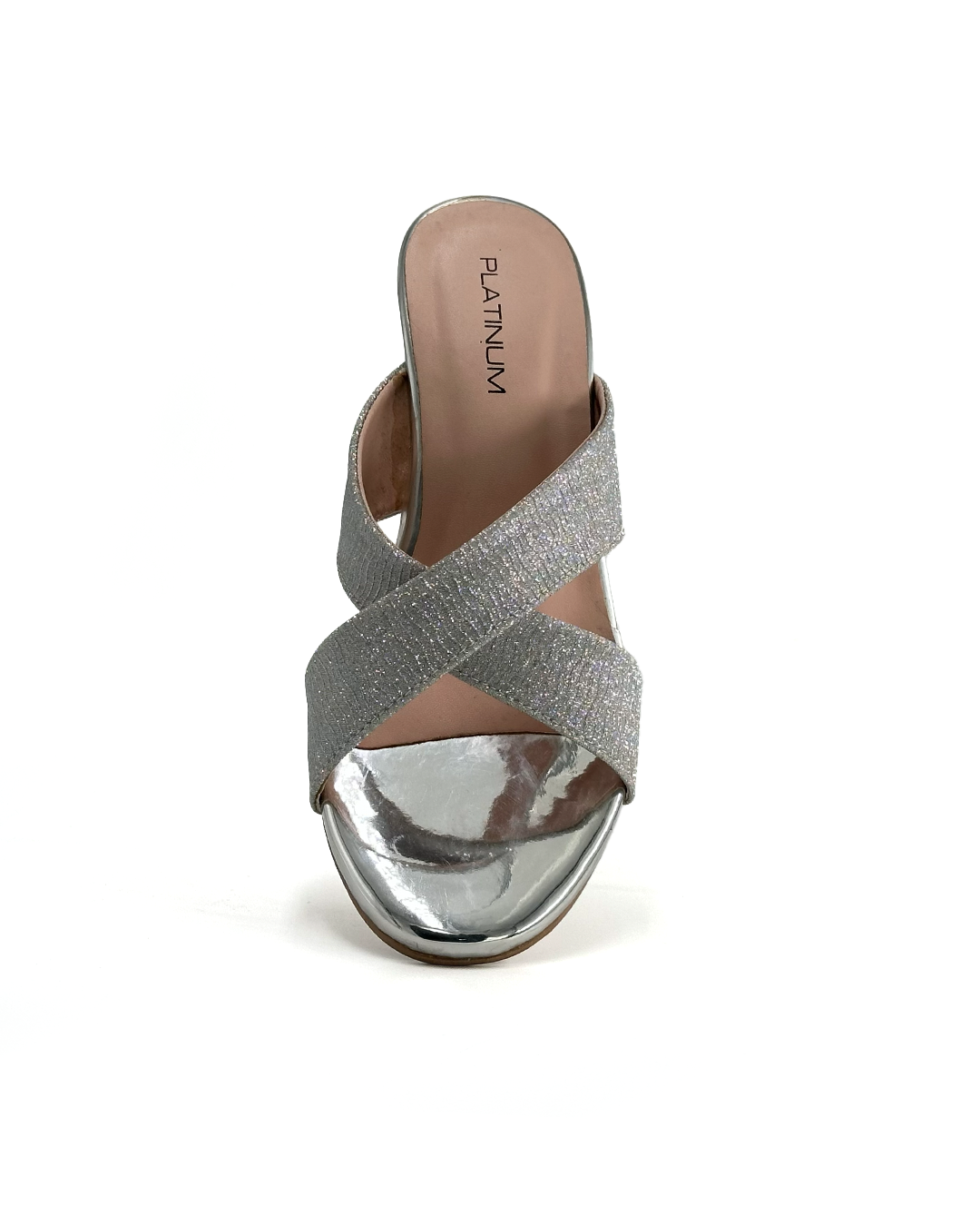 Cross-Strap Heeled Sandals - Platinum 103