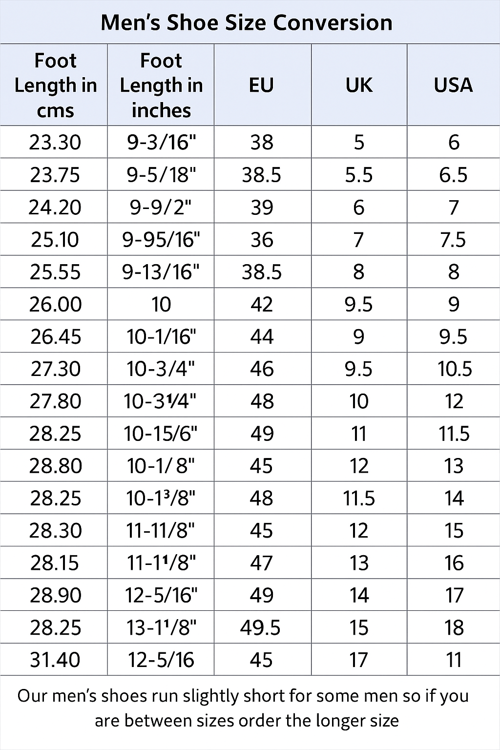 Size guide