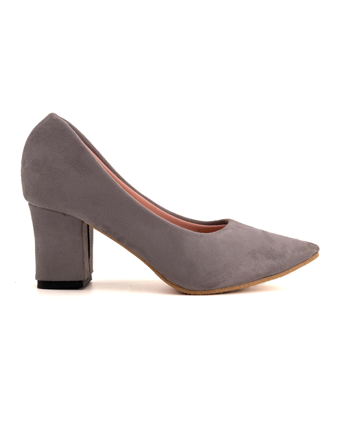 Faux Suede Pointed-Toe Block Heel Pumps - M265