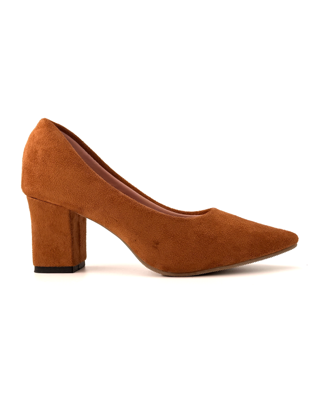 Faux Suede Pointed-Toe Block Heel Pumps - M265