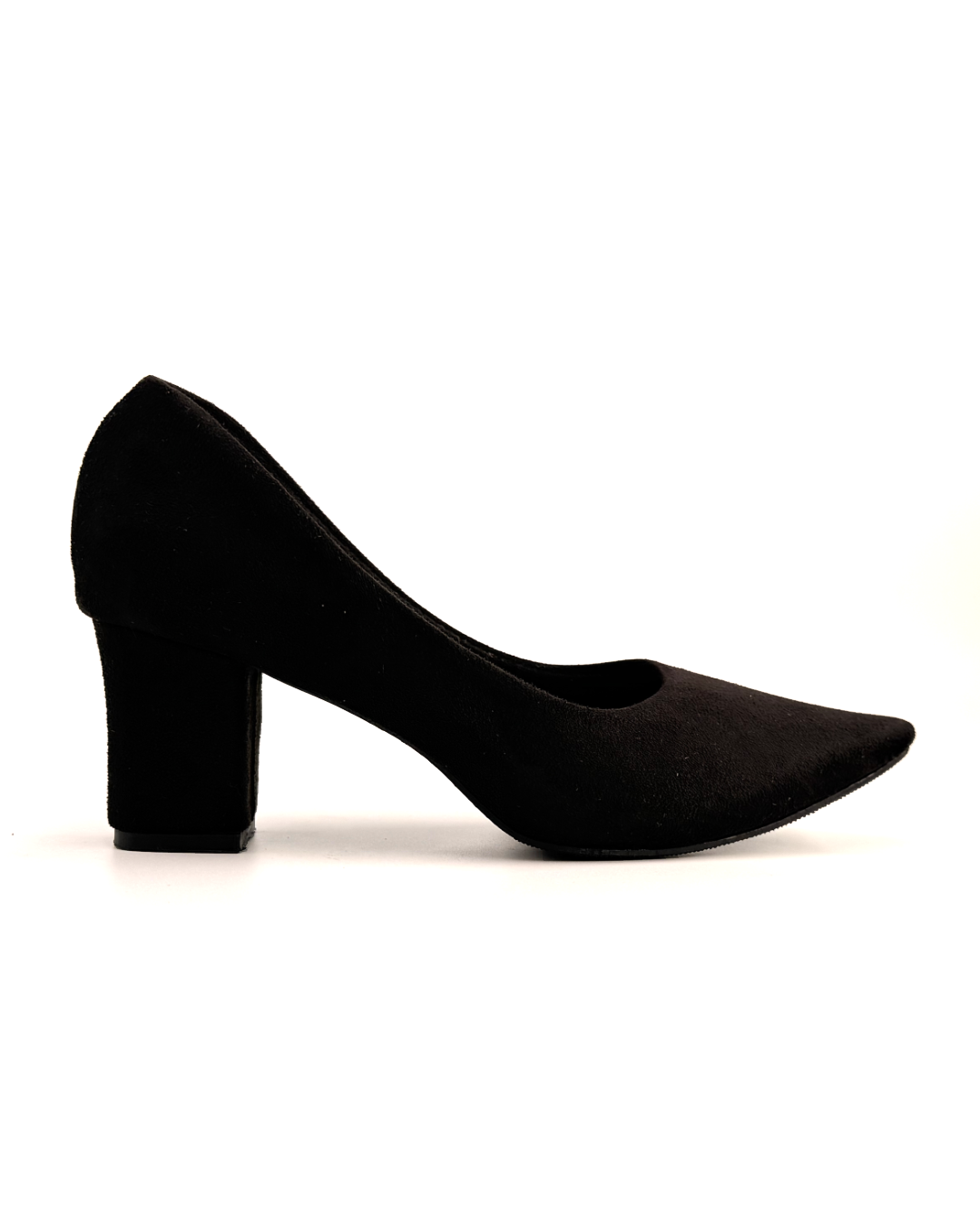 Faux Suede Pointed-Toe Block Heel Pumps - M265