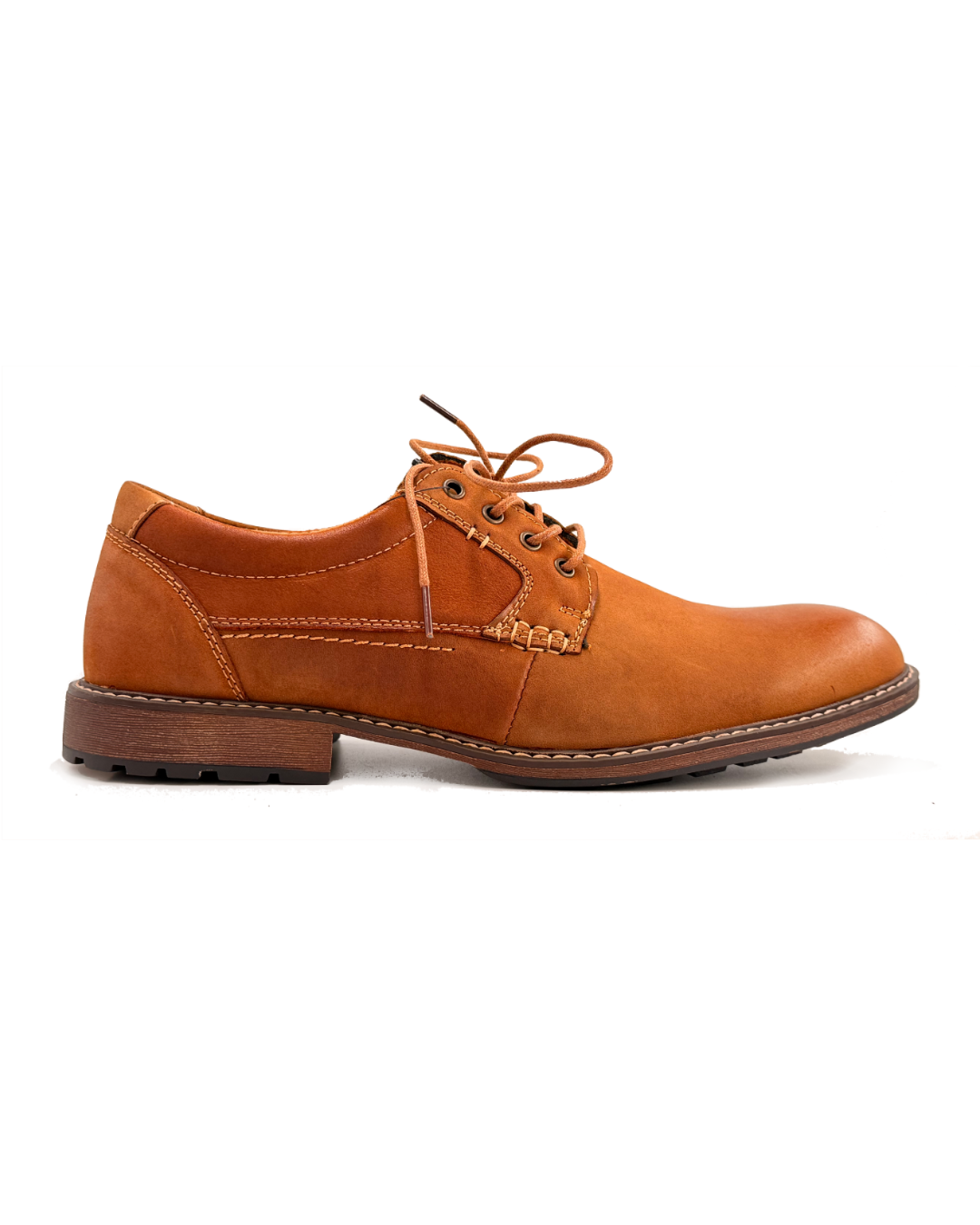 Classic Tan Leather Casual Derby Shoes - OBERRI 50808-63